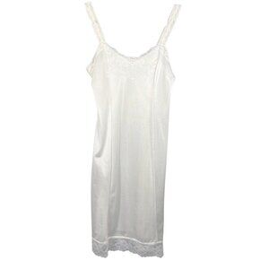 Vintage Deena Size 36 Full Slip White Nylon Floral Lace Strap & Trim 2011R USA